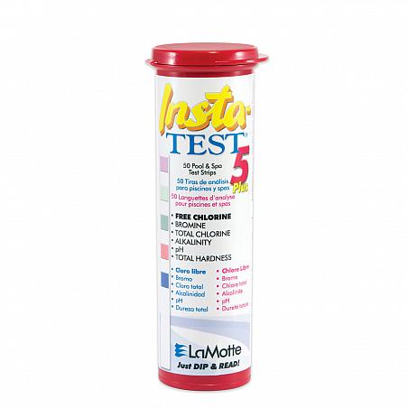 Insta-TEST 5 Plus Teststreifen 50 Stck. (freies Chlor, Brom, Gesamt Chlor, Gesamt Alkalinität, pH, Gesamt Härte)